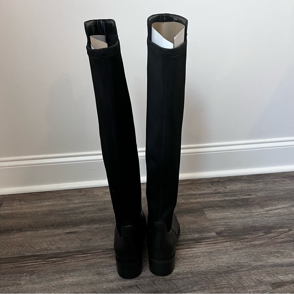 Blondo Black Over-the-Knee Leather & Stretch Shaft Riding Boots - Picture 6 of 9